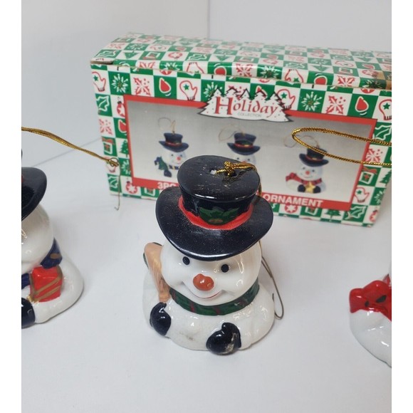 Vintage World Bazaar 3 Piece Snowman Bells Ornament Set - Picture 3 of 8